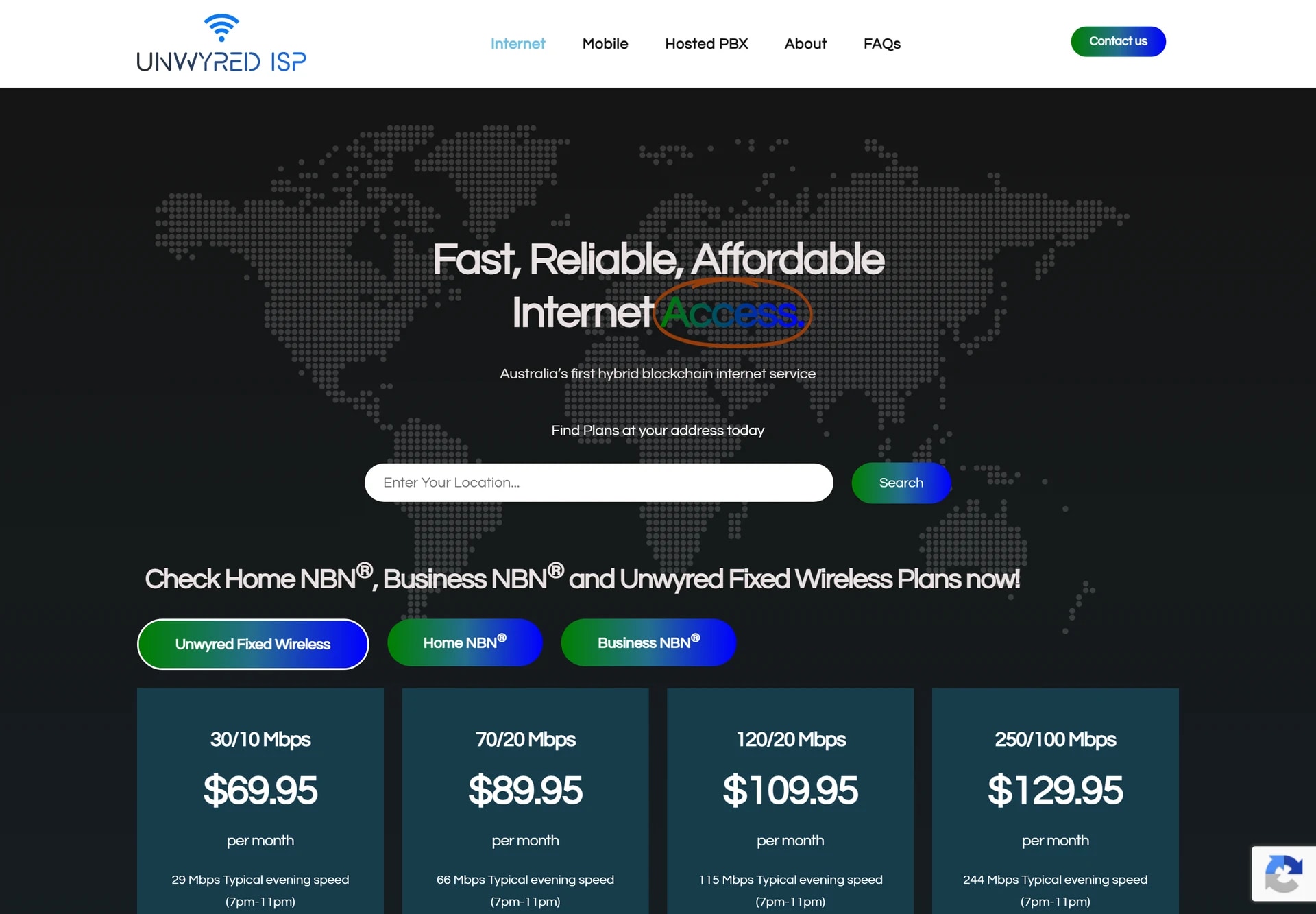 Unwyred ISP hero — find plans at your address