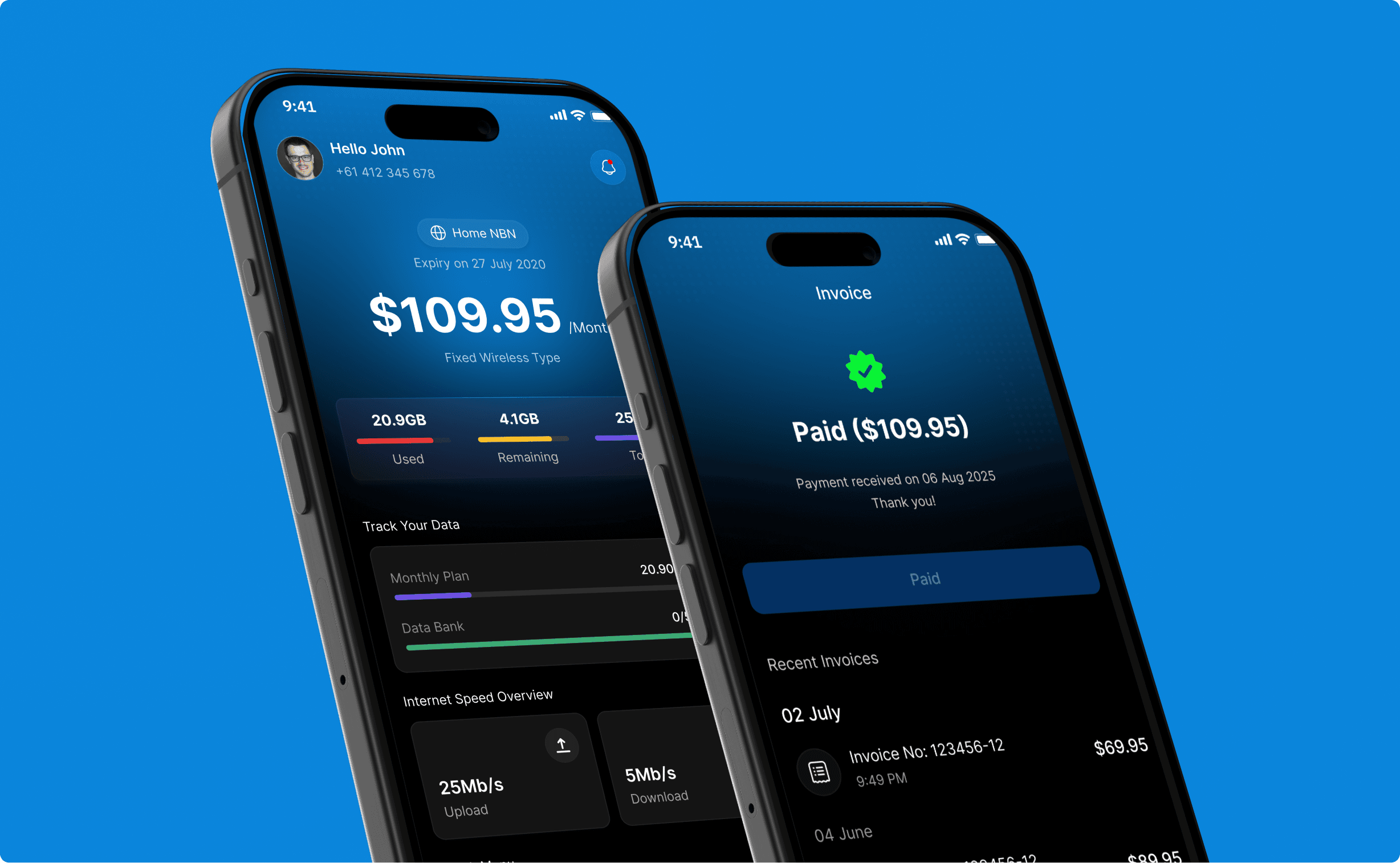 Unwyred mobile overview screens