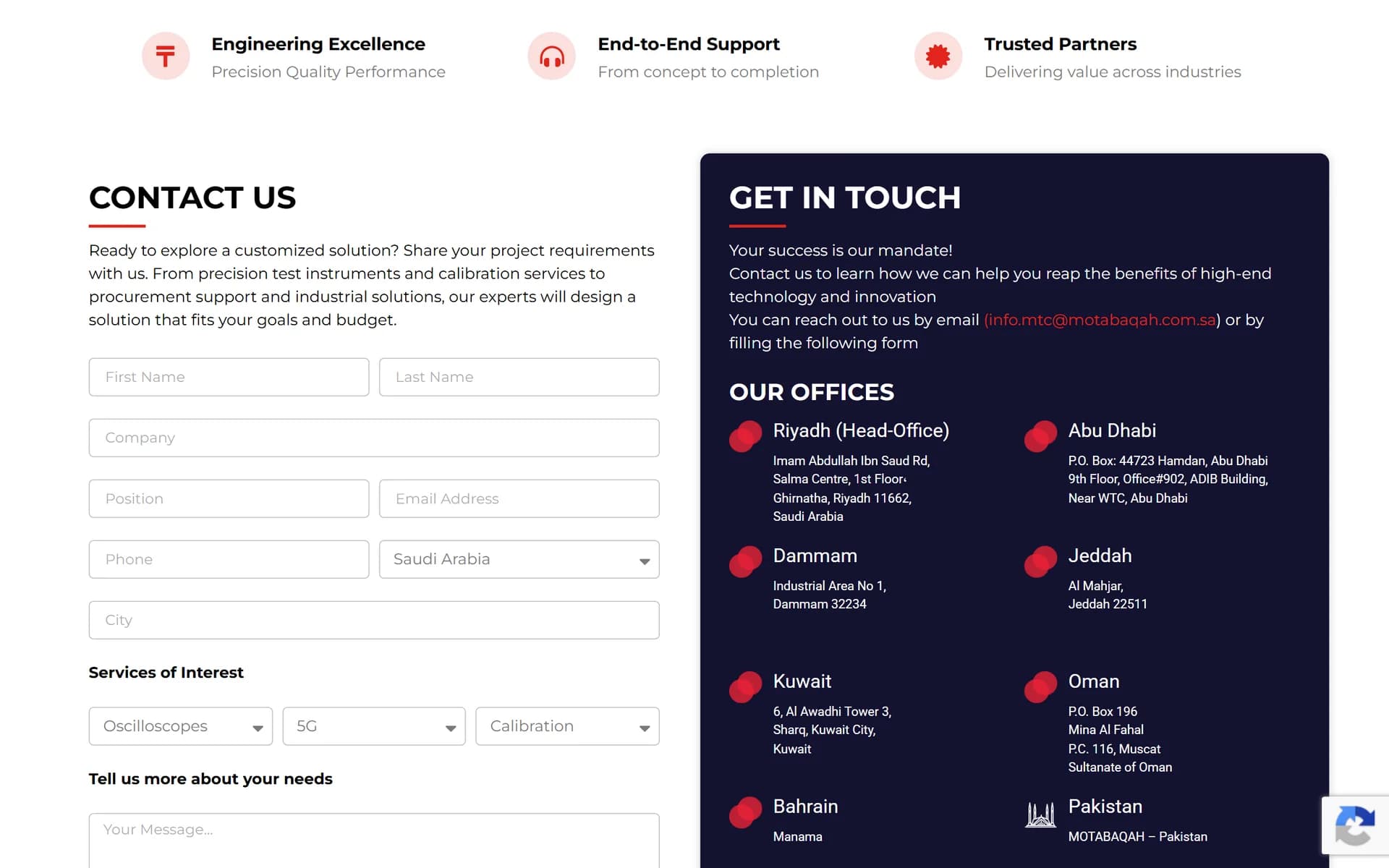 Motabaqah contact and quote request forms