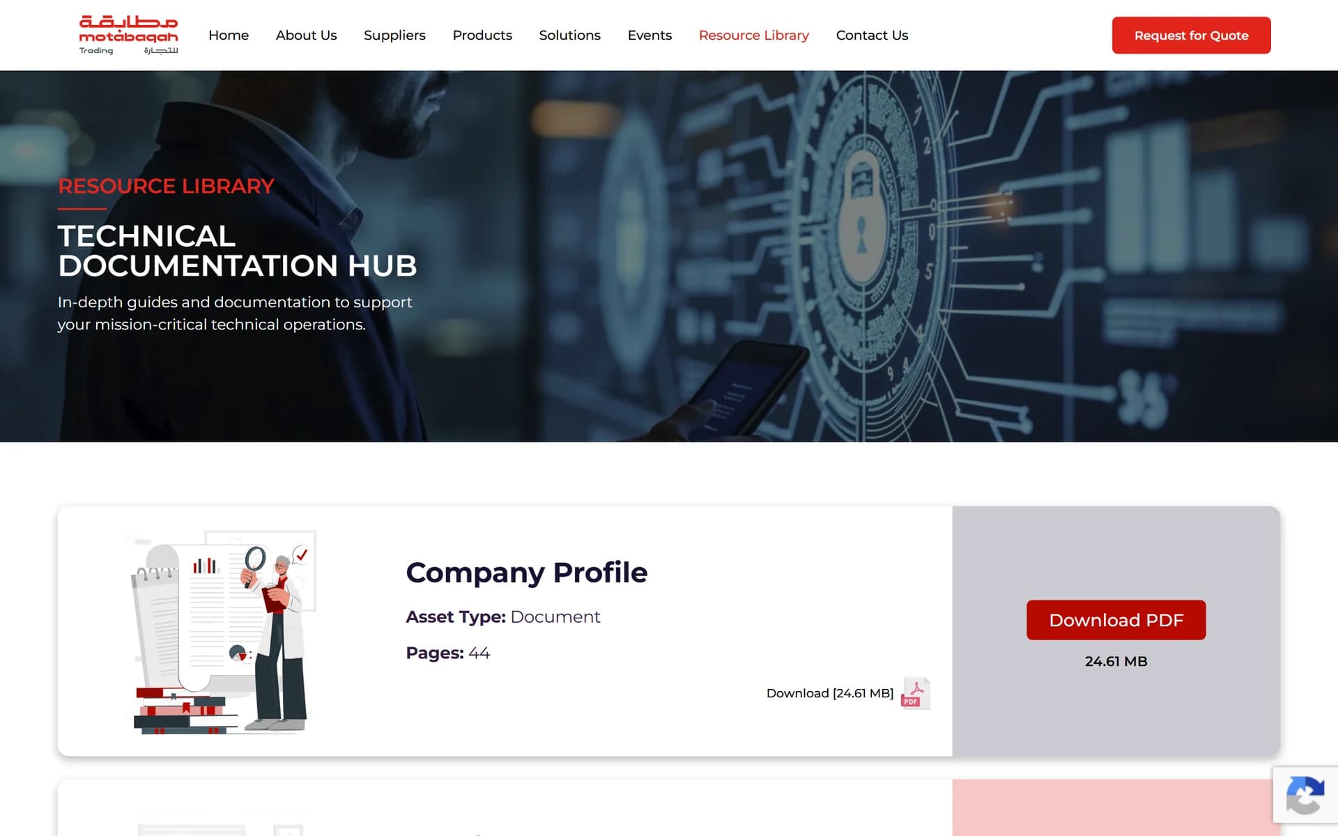 Motabaqah Test & Measurement division page
