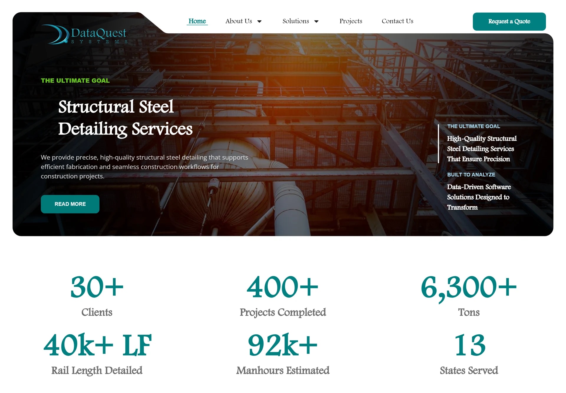 DataQuest Systems hero — structural steel detailing services