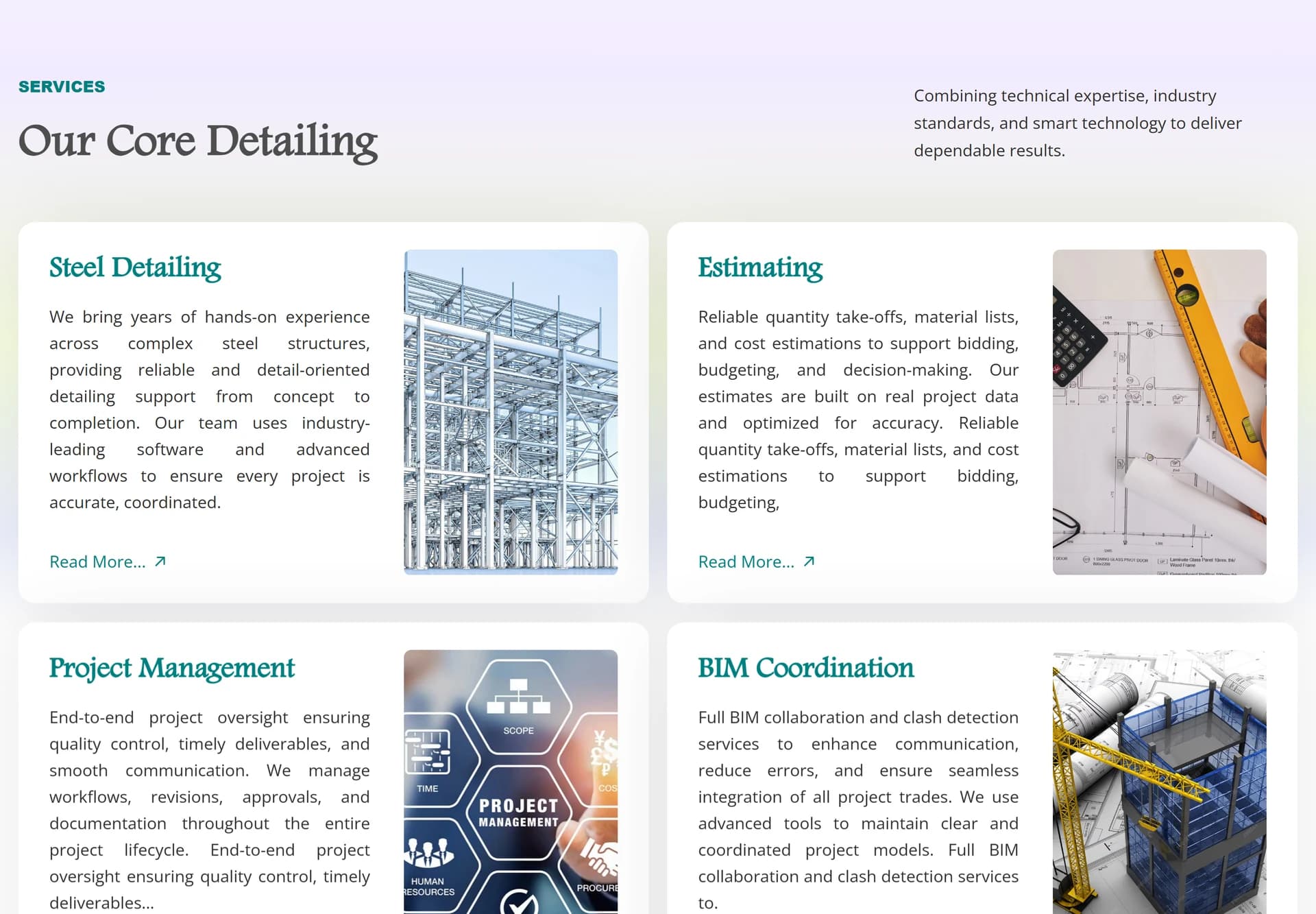 DataQuest steel detailing services page